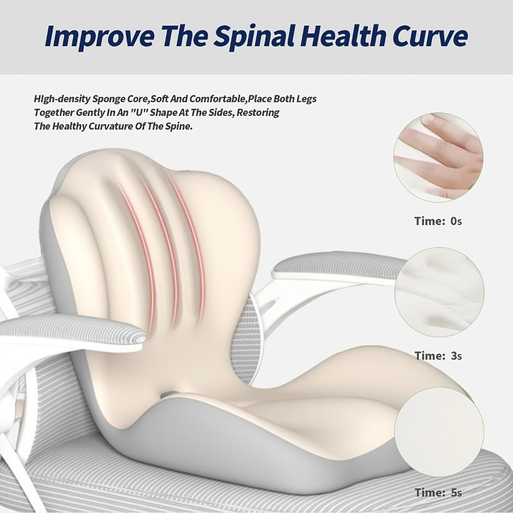 Hip & Lumbar Support Seat Cushion Ergonomic Memory Foam – Breathable High-Density Back Support Pillow for Office Chair, Car Seat & Long Sitting, Daily Use or Gift