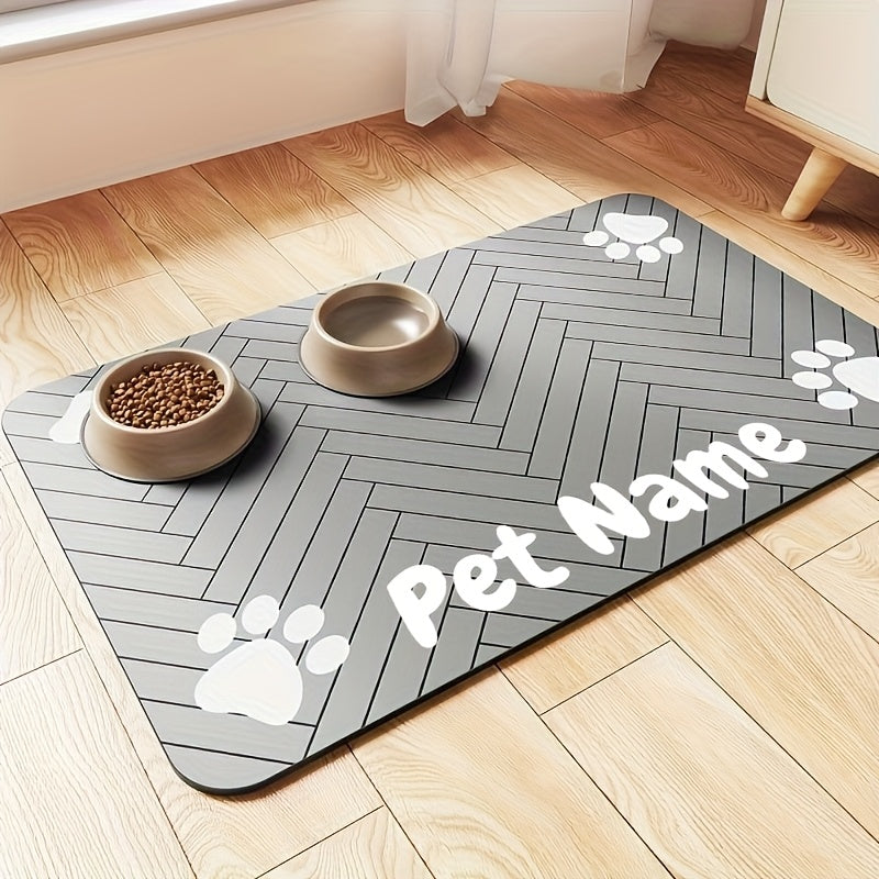 Pet Feeding Mat – Anti-Slip Waterproof Quick-Dry Paw Print Dog & Cat Bowl Pad, Stain-Resistant with Bone Pattern, 3 Styles, 11.81x15.75 Inch