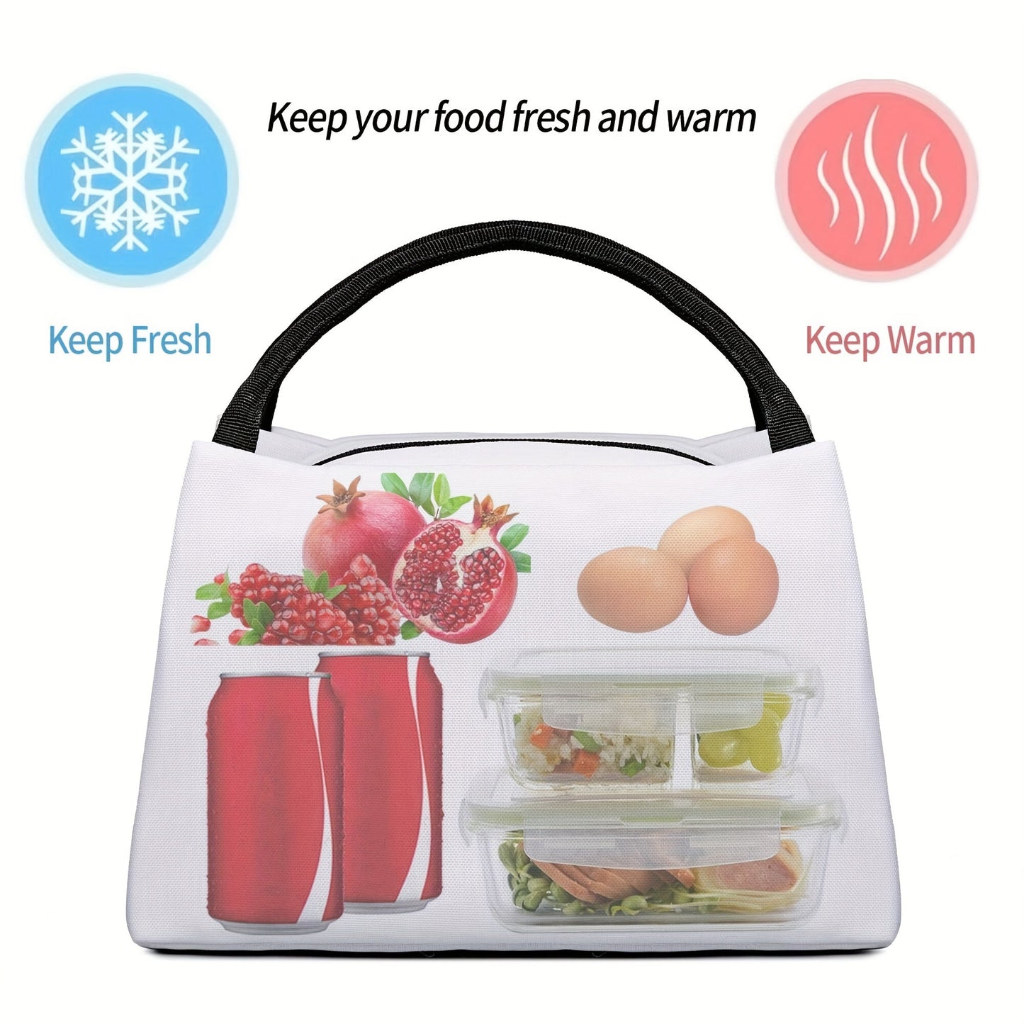 Insulated Lunch Bag Reusable Polyester Tote 11x6.5x7 In – Leakproof Thermal Cooler Bag for Work, Office, School, Camping, Picnic & Beach, Lightweight & Durable Everyday Lunch Carrier for Men & Women