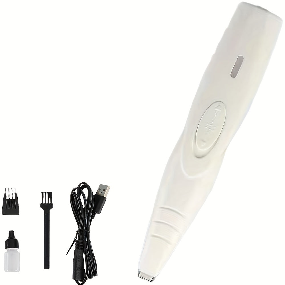 Pet Detail Trimmer Cordless USB Rechargeable - Ceramic Blade Precision Clipper for Dogs Cats Face Paws Ears Eyes Tail, Quiet Low Noise Mini Grooming Tool for Small Areas, Includes Brush & Lubricant