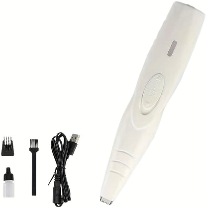 Pet Detail Trimmer Cordless USB Rechargeable - Ceramic Blade Precision Clipper for Dogs Cats Face Paws Ears Eyes Tail, Quiet Low Noise Mini Grooming Tool for Small Areas, Includes Brush & Lubricant