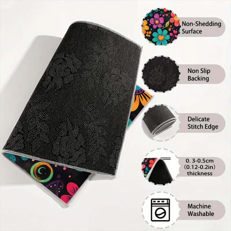 Car Trunk Mat Anti-Slip Rubber – Colorful Petal Pattern Cargo Liner, Non-Slip Boot Mat for Most Cars, Durable Trunk Organizer Pad & Interior Accessory