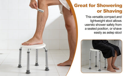 Shower Stool for Inside Shower – Adjustable Height Non-Slip Bath Seat, 300 LBS Capacity, Stable Bathroom Stool for Sitting, Fits Showers & Bathtubs, Lightweight & Easy Assembly