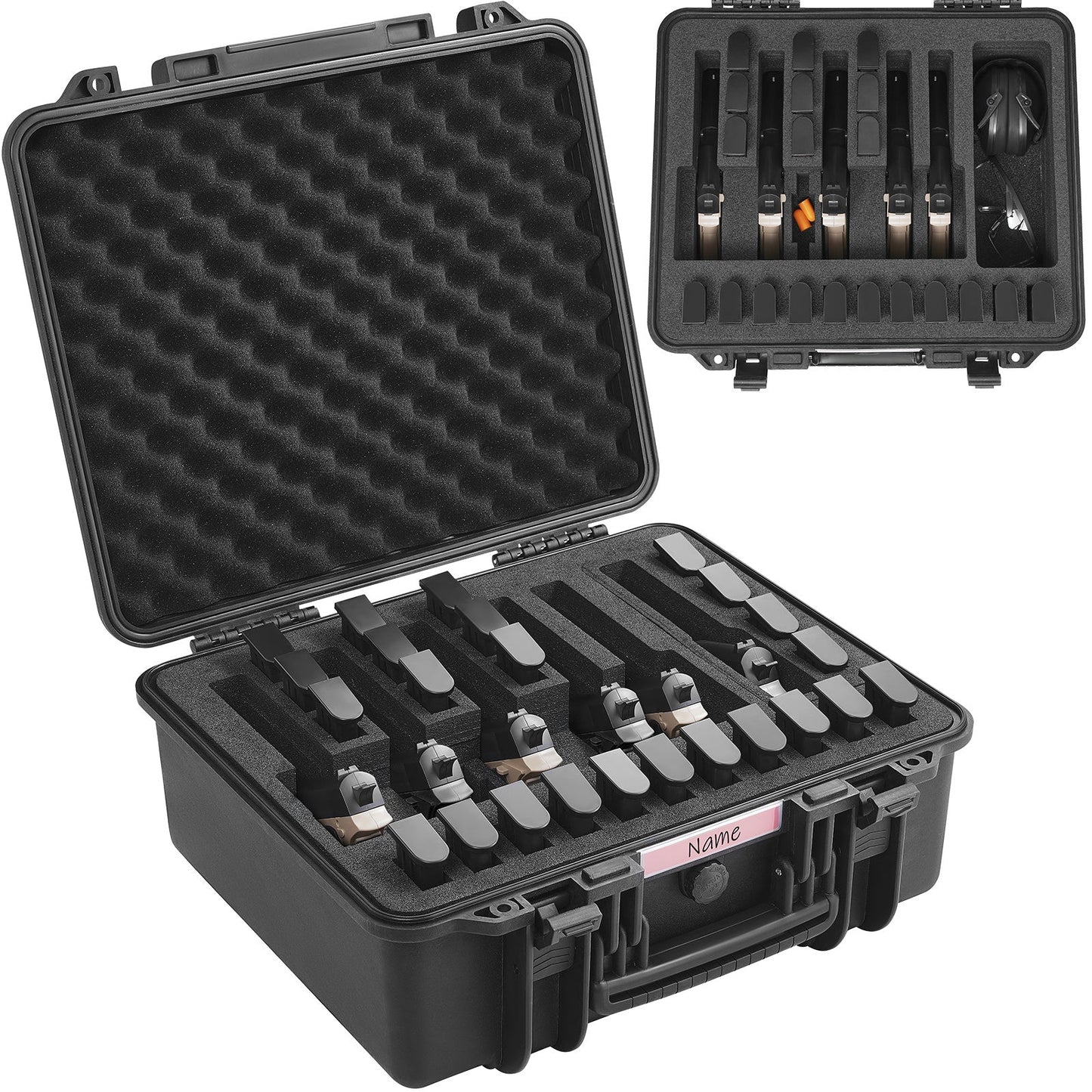 Hard Pistol Case IP67 Waterproof – TSA Approved Lockable Handgun Case with XPE Pre-Cut Foam Lining, Pressure Release Valve & Dual Padlock Holes for Safe Firearm Transport & Storage