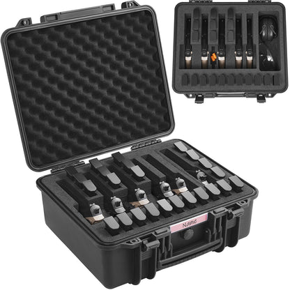 Hard Pistol Case IP67 Waterproof – TSA Approved Lockable Handgun Case with XPE Pre-Cut Foam Lining, Pressure Release Valve & Dual Padlock Holes for Safe Firearm Transport & Storage