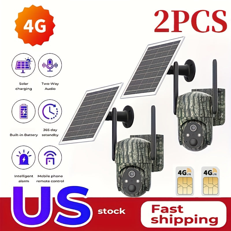 4G Cellular Game Camera Solar Powered - 2K Live View, 0.02s Motion Trigger, Night Vision, No WiFi Needed for Hunting & Wildlife