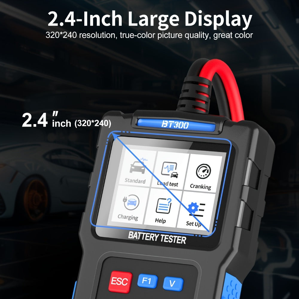 Car Battery Tester 12V 24V 20-2000 CCA Automotive Battery Load Tester and Alternator Tester for AGM GEL Lead-Acid Batteries Multi-Language BT3001