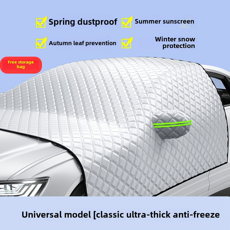 Heavy-Duty Magnetic Car Windshield Snow Cover with Quick Snow Removal, Fit for Cars/Suvs, All-Weather Oxford Cloth Winter Protector, Scratch-Resistant Glass And Rearview Mirror Strips, Full-Coverage Snow Shield (No-Scratch)