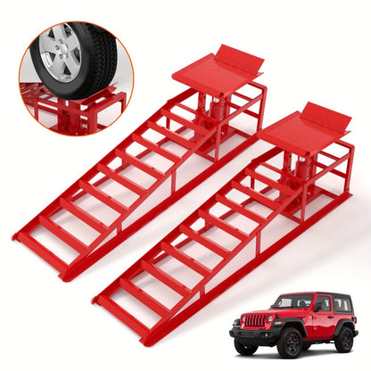 Hydraulic Car Ramps 2-Pack 11050 LBS 5T - Heavy Duty Iron Vehicle Lift Ramp 9"-14.2" for Oil Changes, Jack Support & Auto Maintenance
