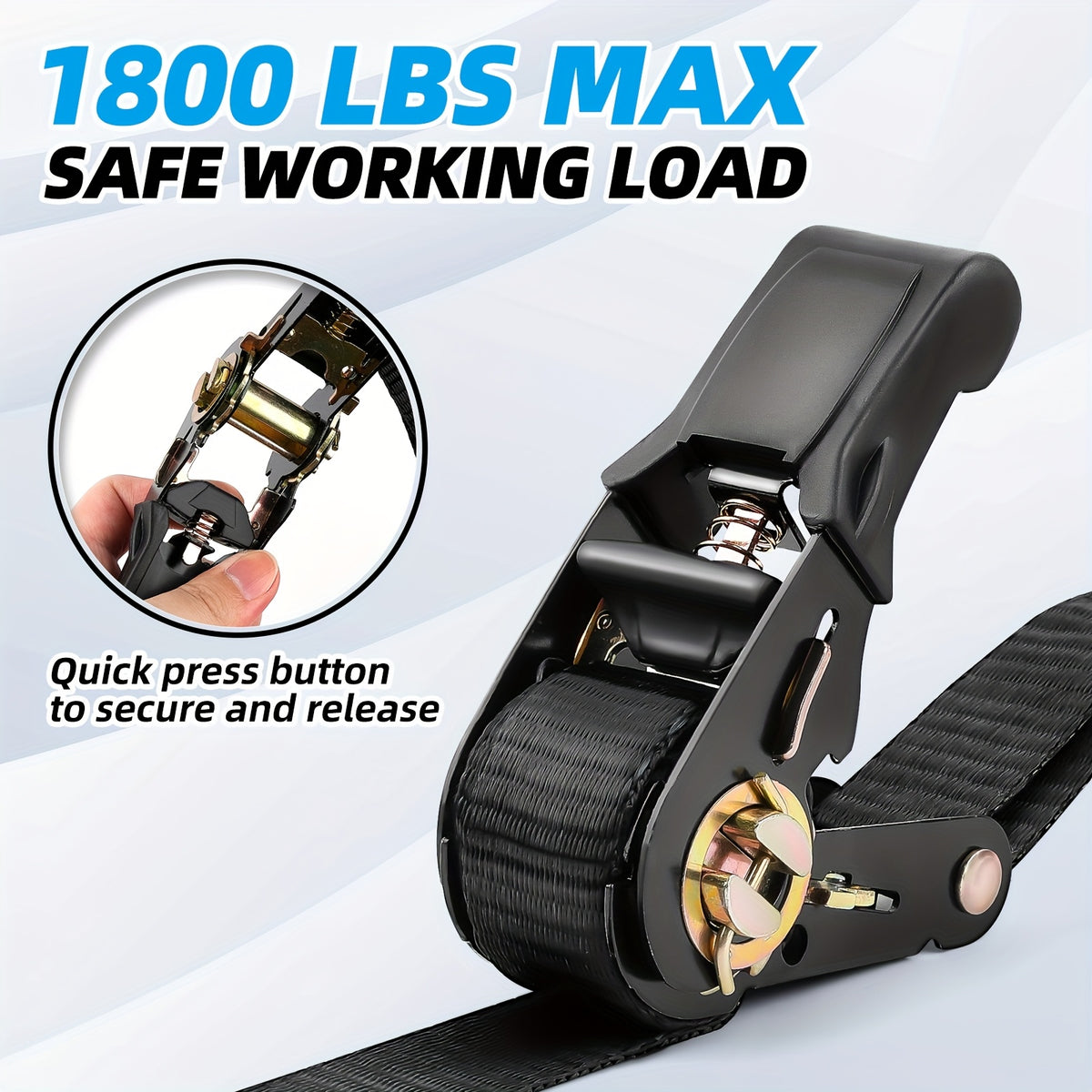 LIALEX 4pcs Ratchet Straps Heavy Duty 15ft 1800 LB Break Strength Ratchet Tie Down with Safety Lock S Hooks and Soft Loop Tie Down