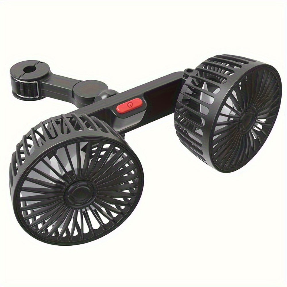 Car Fan for Back Seat - Dual Head USB Cooling Fan, Foldable 360° Rotation, Ultra-Quiet Motor, 70-Inch Cord, for Vehicle, Home & Office Use