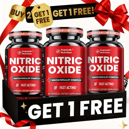 Nitric Oxide Supplement for Men with L-Arginine, L-Citrulline & Beetroot - Blood Flow, Energy & Focus Support - Men's Health Vitality Capsules - Buy 2 Get 1 Free Value Pack
