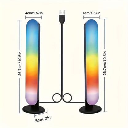 RGB LED Geometric Table Lamp with Remote Control - USB Powered Color-Changing Mood Light, Polished Metal End, for Bedroom TV Backlighting Gaming Party Decoration, Modern Design, Double Head