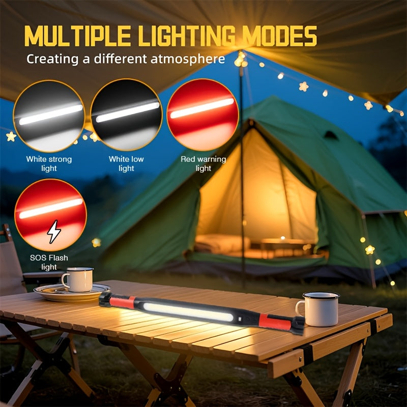 2 Sets Of Work Light Rechargeable Under-hood LED Work Light Magnetic Camping Lights 4 Modes LED Emergency Work Light with Red Warning. Suitable for Vehicle Maintenance, Inspection, Emergency Workshop