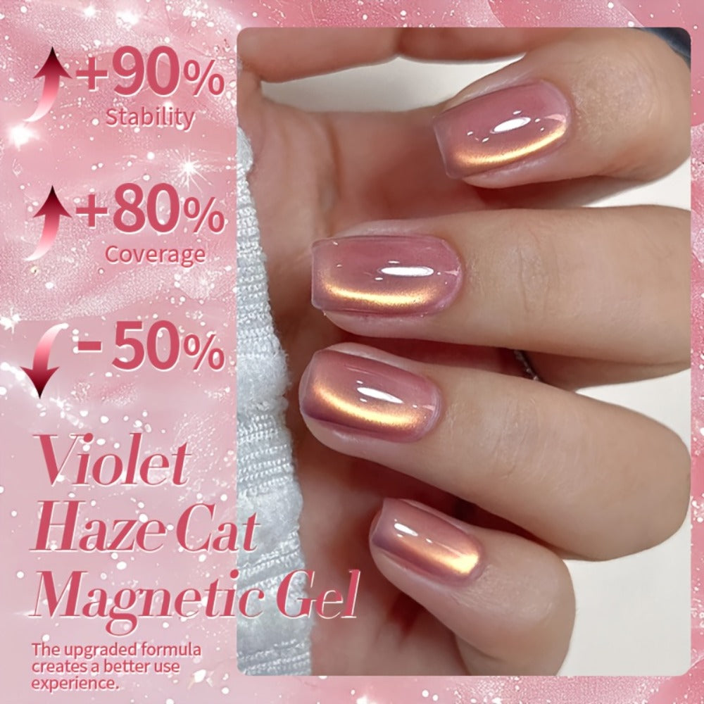 Cat Eye Magnetic Gel Nail Polish Set BORN PRETTY Nude Golden Glitter 2 Colors Ultra Shine Semi-Permanent UV LED Soak Off Long Lasting 30 Days 0.34oz Each for Women Nail Art
