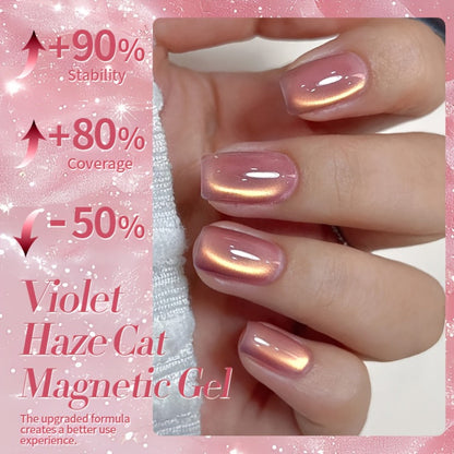 Cat Eye Magnetic Gel Nail Polish Set BORN PRETTY Nude Golden Glitter 2 Colors Ultra Shine Semi-Permanent UV LED Soak Off Long Lasting 30 Days 0.34oz Each for Women Nail Art