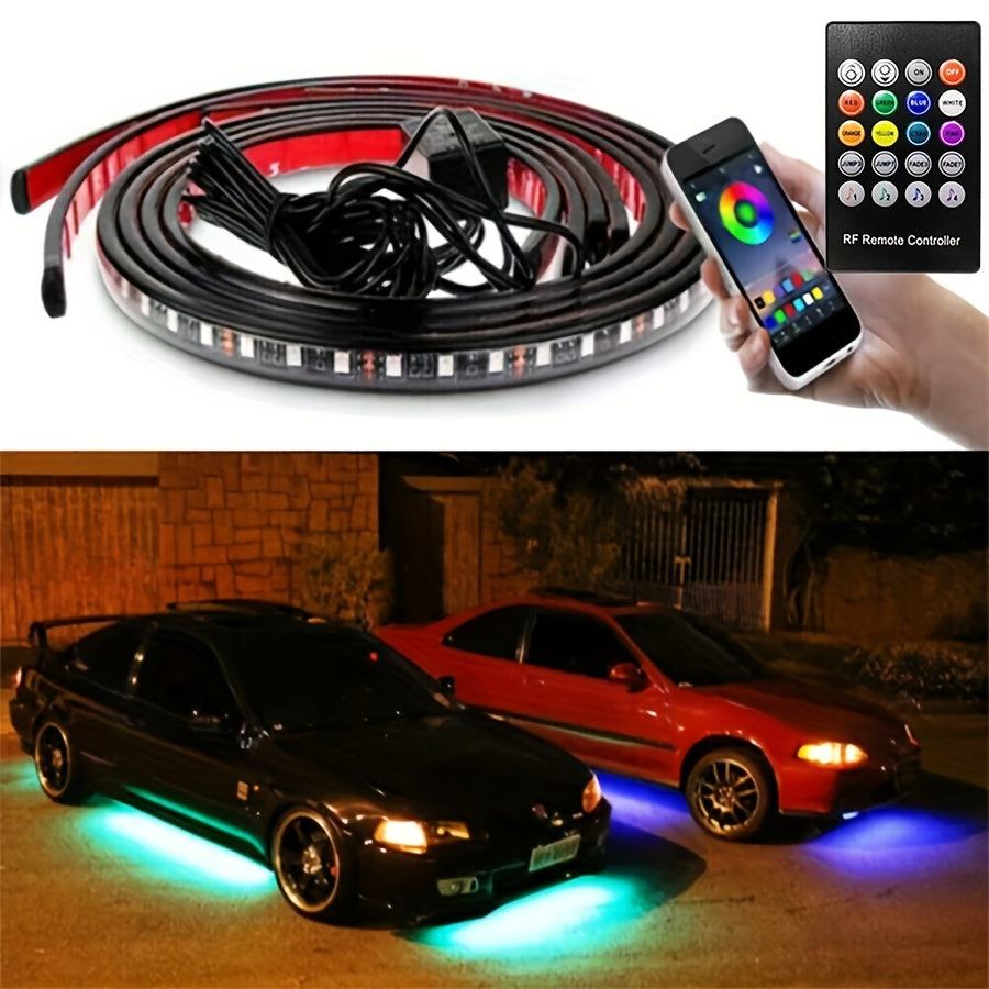 FLYANT Car Neon Accent Strip Lights, RGBIC App-Controlled Underbody Lighting, 16 Million Colors with Wireless Remote, Universal DC 12V for Car Van SUV Truck