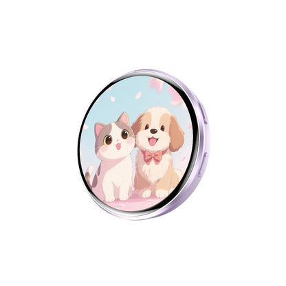 Electronic Anime Badge with Display Screen – Dynamic Touch, High Frame Rate, 600mAh Battery, Bluetooth 6.0 & USB Magnetic Charging | Digital Brooch for Cosplay, Concerts & Anime Fans | Black White Purple