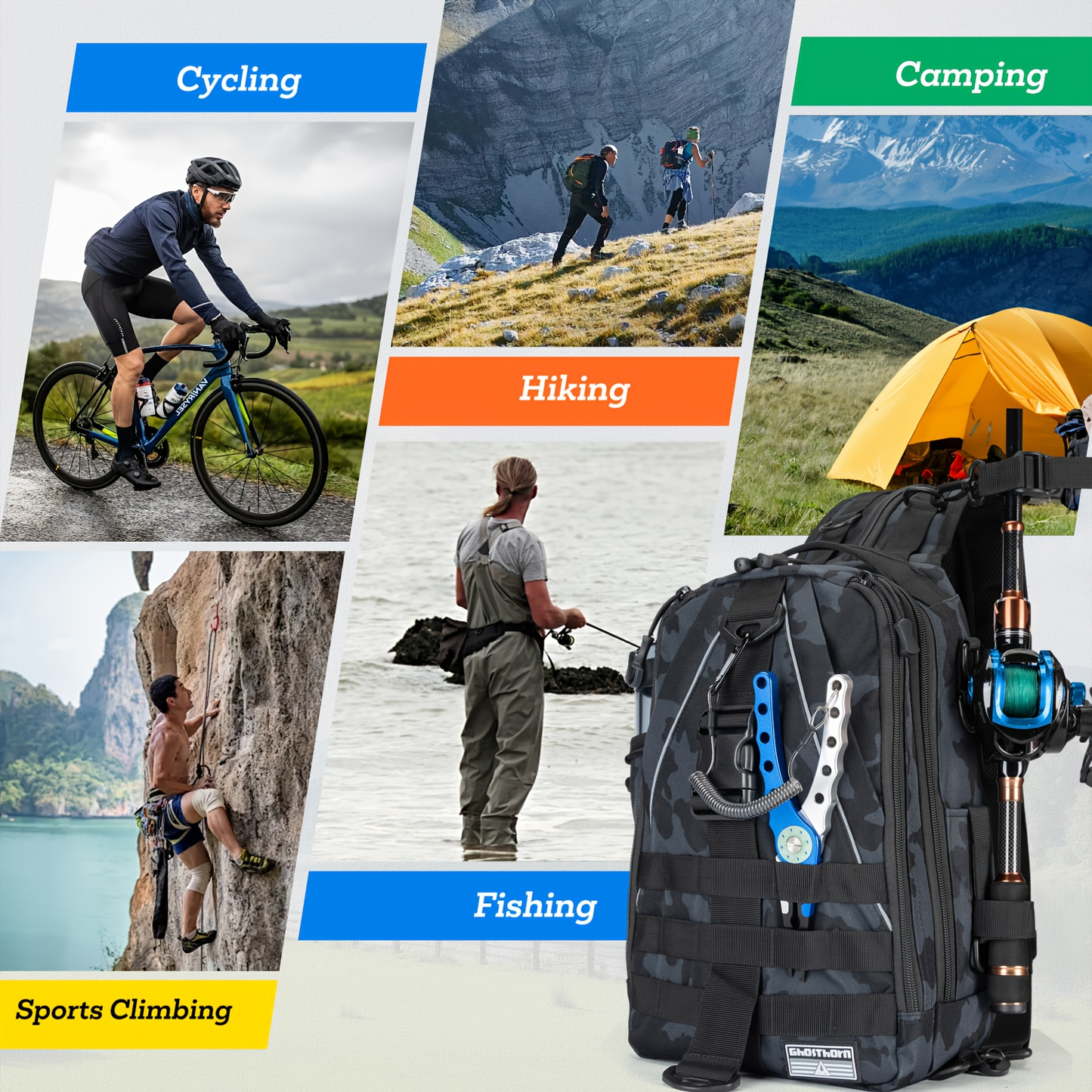 Waterproof Fishing Backpack Tackle Sling Bag – Rod Holder Daypack for Shore, Kayak & Fly Fishing | Men Women Outdoor Gear