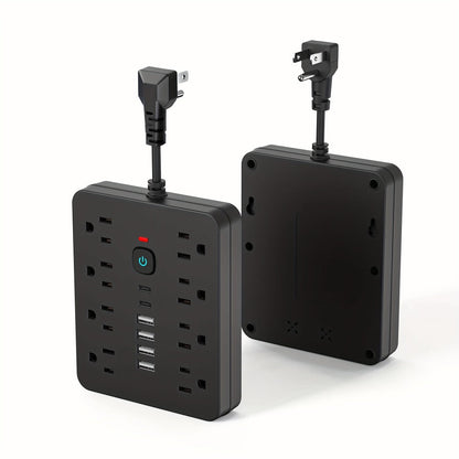 Power Strip Surge Protector 14-in-1 with 8 AC Outlets, 4 USB & 2 Type-C Ports – Flat Plug Space-Saving Extension Cord, Compact Multi-Plug Outlet Expander for Home Office Desk & Kitchen