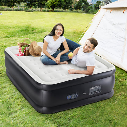 Inflatable Air Mattress with Built-In Pump - Double Height Adjustable, Non-Slip Bottom, Low Noise, 660 Lbs Capacity, Twin & Queen Sizes 16"/18"/22", for Outdoor Camping, Indoor Guest Bed, Backyard & Yard Use