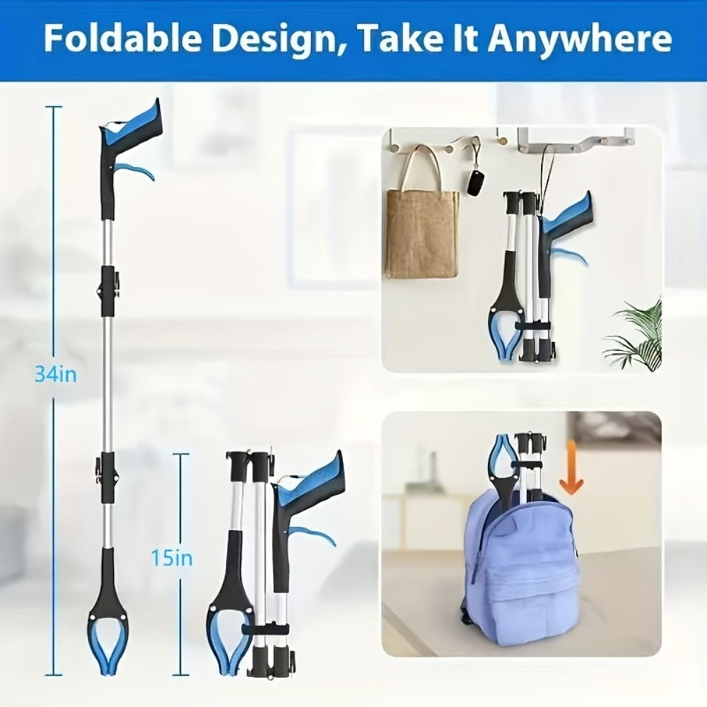 Reacher Grabber Tool Foldable with Magnetic Tip – Long Reach Pickup Helper for Seniors, Lightweight Picker Upper for Home, Kitchen, Garden, High Shelves & Trash Pickup