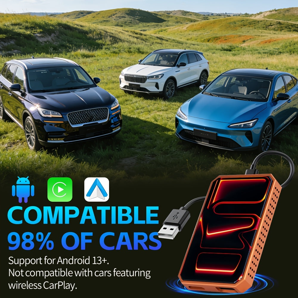 3-in-1 Wireless CarPlay Multimedia Box - Stream Netflix, YouTube & TikTok, USB Media Support, Plug & Play, Compatible with Factory Wired IOS CarPlay & Android Auto.Note: Wireless CarPlay Requires IOS 10 or Later and Is Compatible with Vehicles