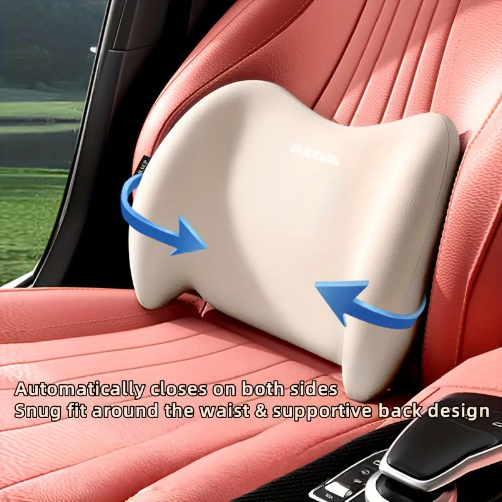 Car Headrest and Lumbar Support Set Ergonomic High-Density Sponge Cushion for Long Distance Driving Neck Pillow Back Support Comfortable Upgrade for All Seasons Brown Black Gray Pink Blue