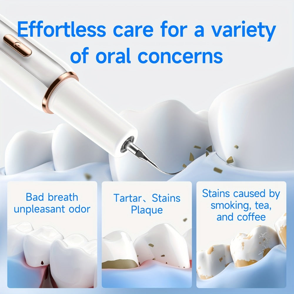 Interdental Plaque Remover with LED Light – Electric Teeth Cleaner, 5 Cleaning Modes, 2 Replacement Heads, Oral Irrigator-Like Function, No Water Required, Dental Care for Travel & Home Use