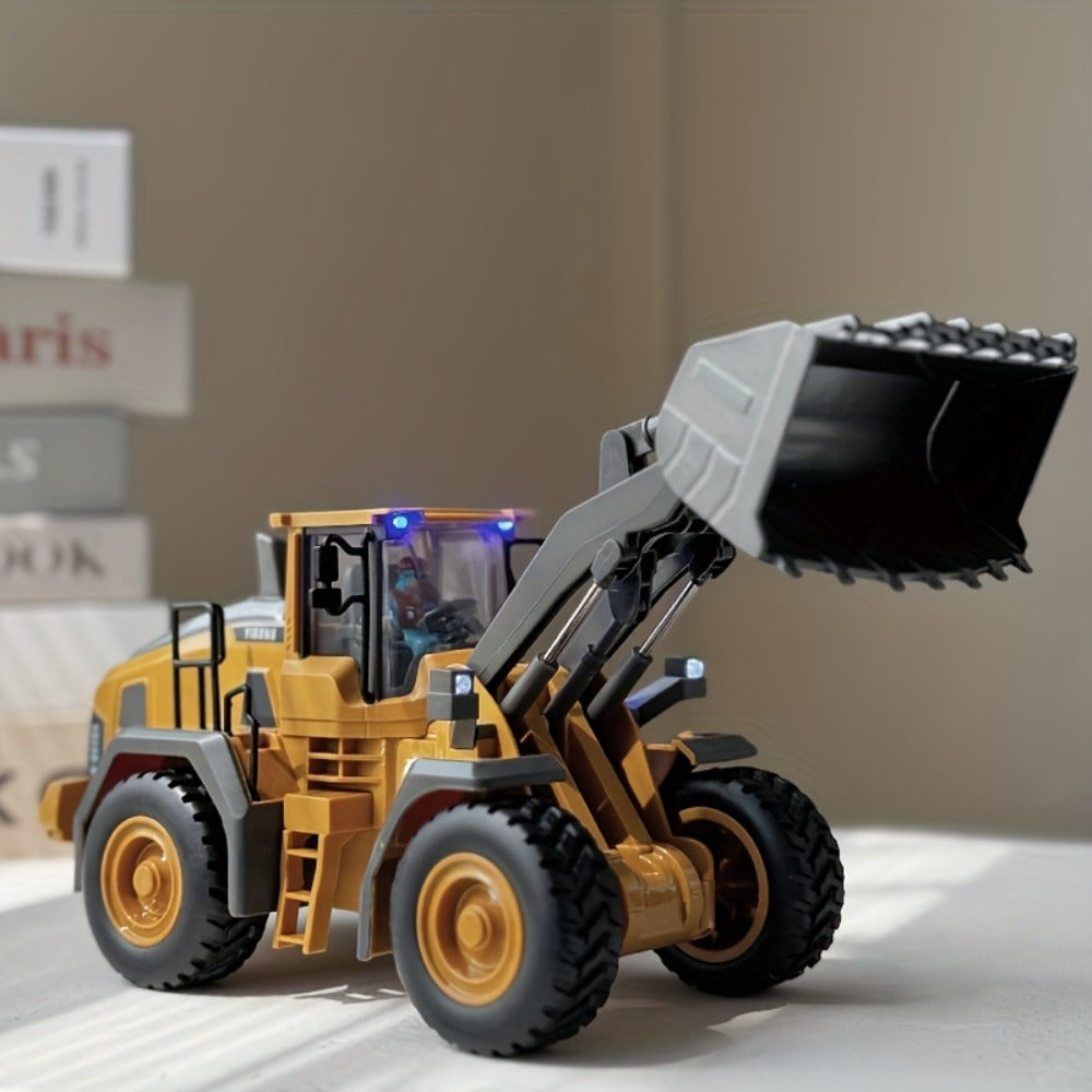 Remote Control Excavator Loader Dump Truck Toy for Kids 2.4GHz Alloy RC Construction Vehicle with Light & Sound, USB Rechargeable, Boys Gift for Halloween Thanksgiving Christmas Birthday Ages 3+