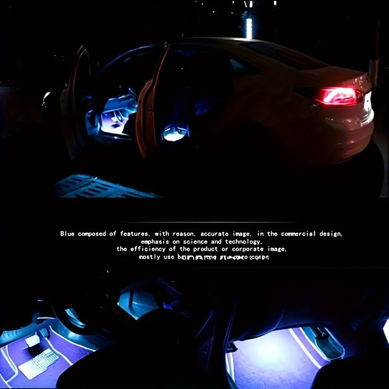 4pcs RGB LED Car Lights, 48 LEDs Interior Car Lights With Smart App Control, Multicolor Music Car Strip Light, Under Dash Lighting Kit For Car Truck SUV, Without Battery