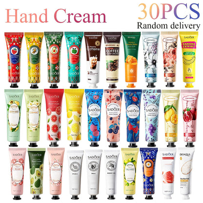 Mini Hand Cream Gift Set 30pcs Travel Size Moisturizing Lotion — Glycerin & Lactic Acid Non-Greasy Formula, 30 Random Scents, Winter Dry Skin Care, Perfect Gift for Women Family & Stocking Stuffers (30g Each)