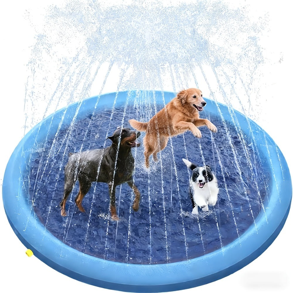 Dog Splash Pad for Large Dogs Extra Thick 0.6mm – Non-Slip Heavy Duty Sprinkler Pool & Cooling Mat for Jumbo & Big Breeds, Outdoor Summer Backyard Water Play Fountain, Pet Cooling Gift