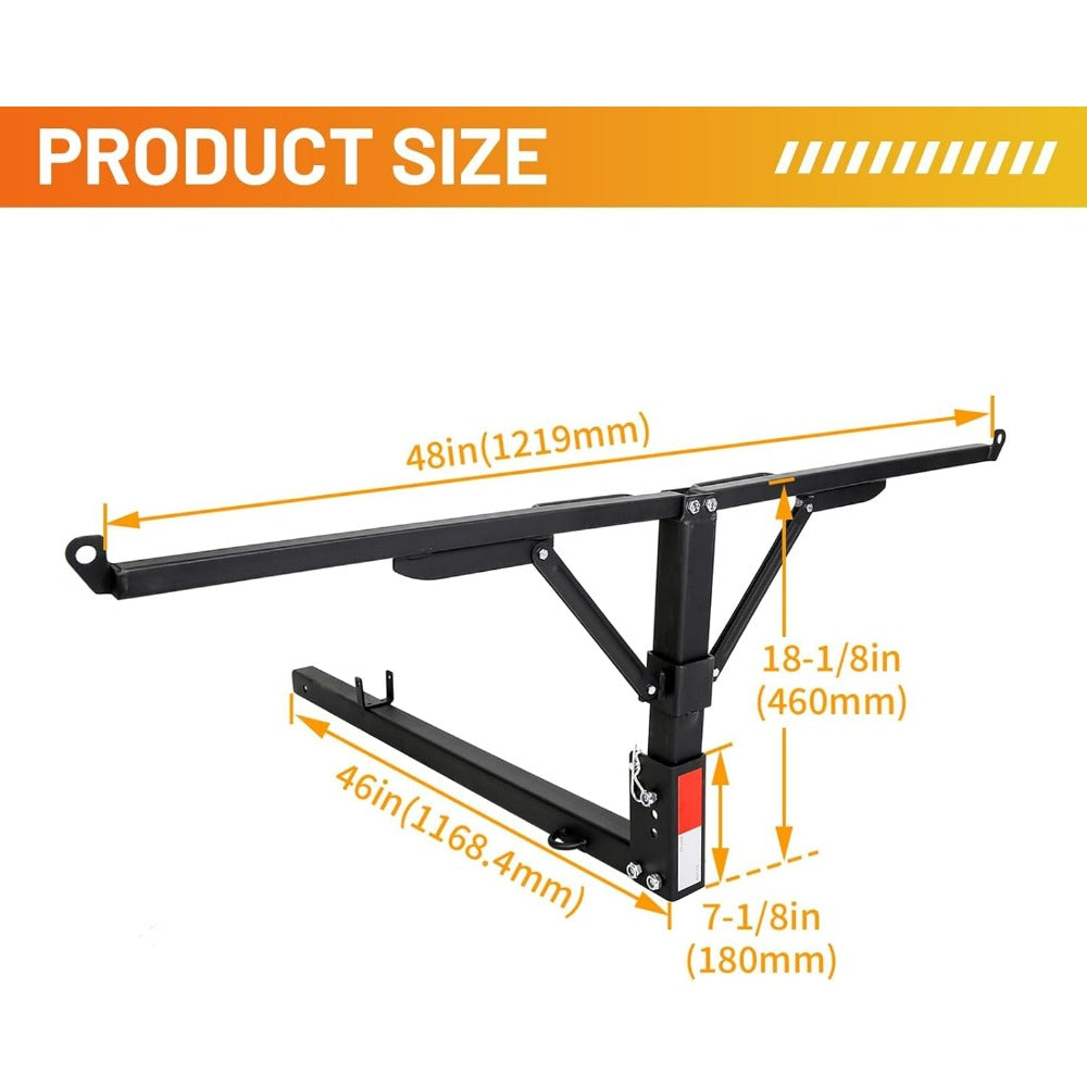 Truck Bed Hitch Extender 2 in 1 Design Foldable Extension Pickups Rack fits Canoe Boat Kayak ladder Lumber w/Flag Easy Installation with Hitch and Hardware (halloween & car accessories)