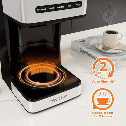 12-Cup Programmable Drip Coffee Maker, Regular & Strong Brew, Iced Coffee Setting, 1-4 Cup Mode, 24H Timer, Auto Shut-Off, Keep Warm, Pause & Serve, Black