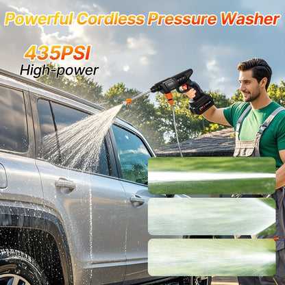Cordless Pressure Washer 300W - 6-in-1 Nozzle, 1.3GPM Handheld Car Wash Gun with 15000mAh Battery, 60-Min Runtime for Car, Home, Garden & Floor Cleaning