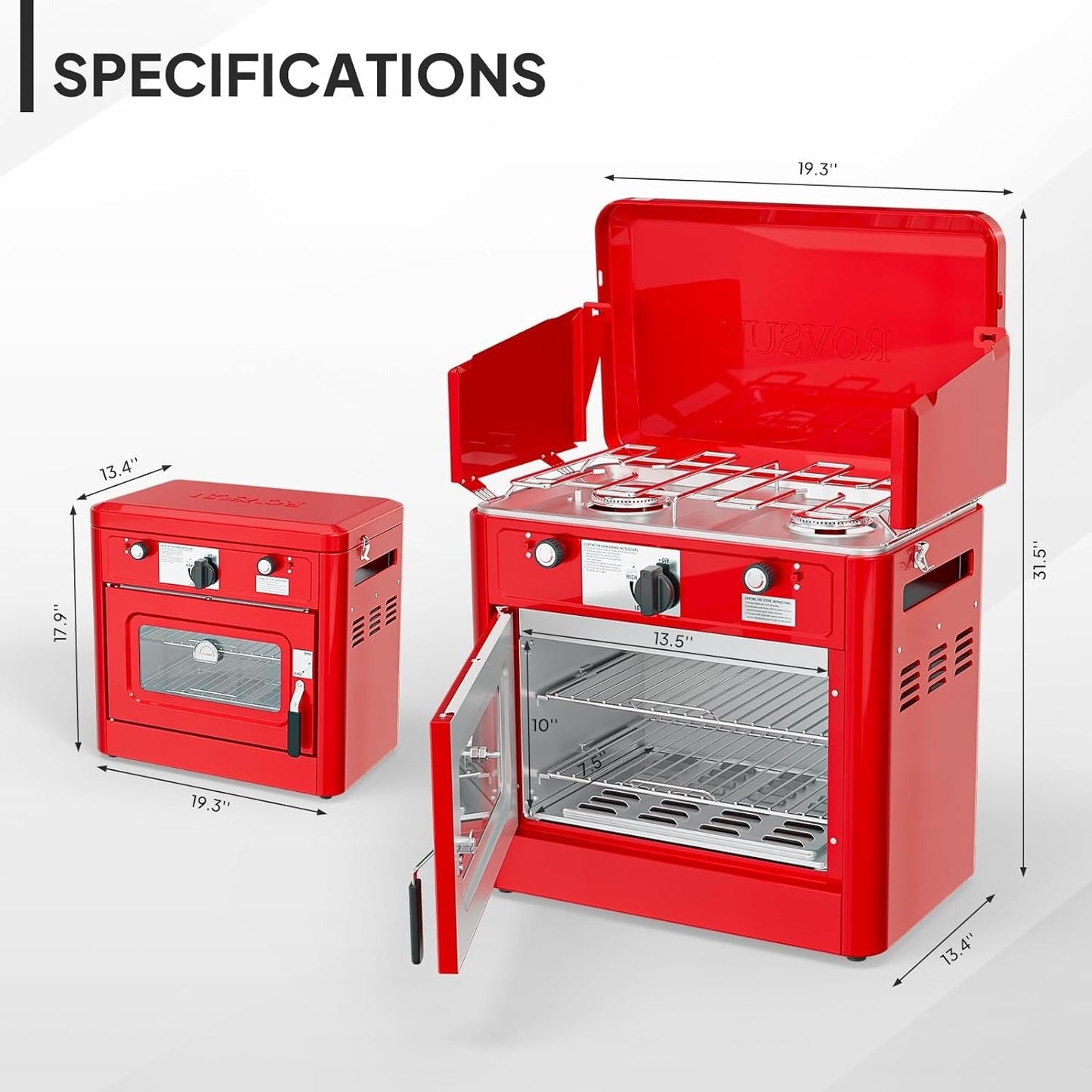 Camping Stove with Oven 2-in-1 – Portable Propane Double Burner 16,000 BTU & Outdoor Oven Combo with Auto-Ignition & Thermometer | Camping, Backyard & Picnic Cooking