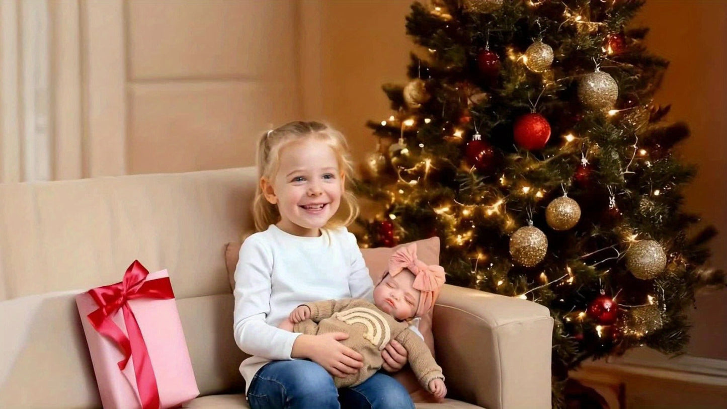 Reborn Baby Doll 20 Inch Lifelike Newborn Girl with Soft Body Feeding Set & Sleeping Pose – Realistic Silicone-Like Infant Toy Safe for Kids Ages 3+ Perfect Birthday Christmas Gift 50cm