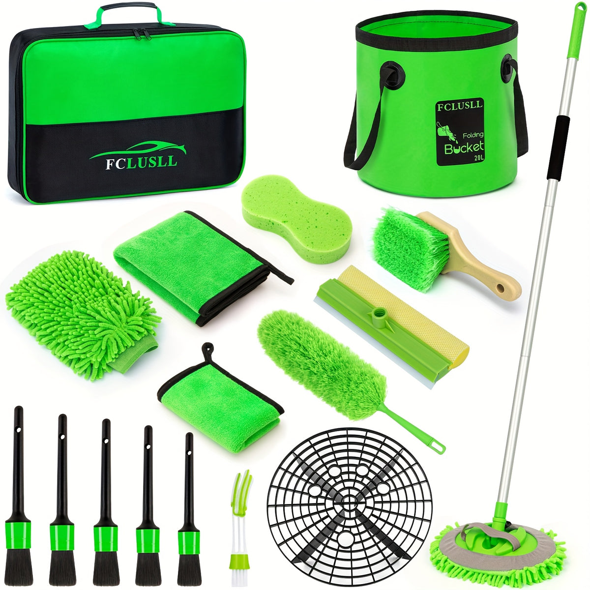 FCLUSLL 17/24/29/32/35pcs Car Cleaning Kit, Including Portable Vacuum Cleaner, Windshield Cleaning Tool, Car Drill Brush Set, Interior Brush Set, Full Interior Care Set, Cleaning Set, Holiday Gift for Family And Friends