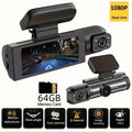 Pomeranian 1080P Dual Camera, Car Dashboard Camera, Front And Interior, Car Camera with Infrared Night Vision, Circular Recording, Wide-angle Car DVR Camera with 3.16-inch IPS Screen, Dual Lens Video Camera, Optional Cardless/64GB Memory Card