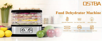Food Dehydrator 240W with Temperature Control | BPA-Free Dishwasher-Safe Trays, Electric Food Dryer for Jerky, Fruits, Herbs & Vegetables, Recipe Book Included – 5-Tray & 8-Tray Options