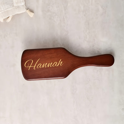 Personalized Engraved Wooden Hair Brush Custom Name - Handmade Bridesmaid Wedding Gift Mother's Day Teacher's Day Valentine's Day Gift for Women Round Square