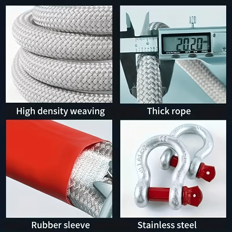 Heavy Duty Recovery Tow Rope, 44000/40000/25000/5700 LBS Break Strength, Emergency Tow Rope for Truck Jeep ATV & More, Towing Strap with 2pcs D Ring Shackles, Reflective Safety Flag, Storage Bag, Truck Towing, Vehicle Recovery, Durable Strap