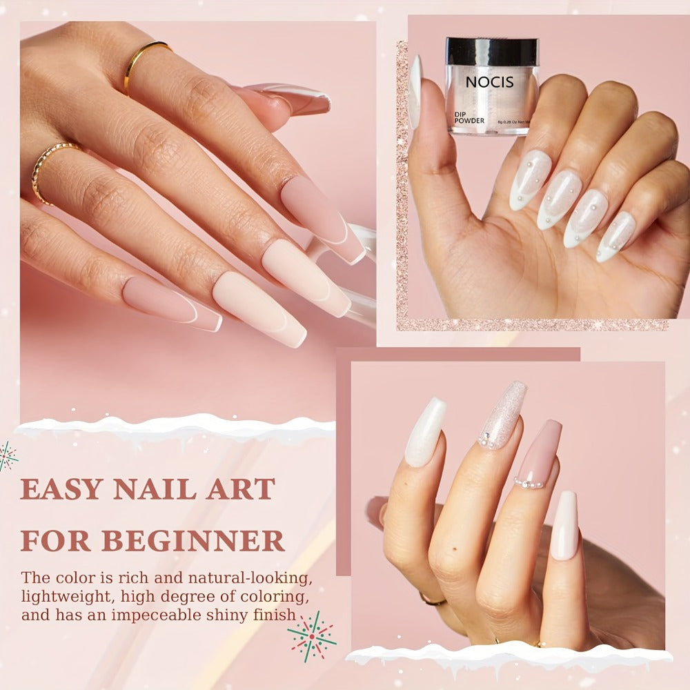 Dip Powder Nail Kit 4 Colors Glitter Nude Shades French Manicure Set with Base Coat Top Coat Activator No Lamp Needed Long Lasting Salon Quality Gift for Women