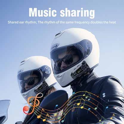 Motorcycle Helmet Bluetooth Intercom Headset 500M Range Bluetooth 5.3 LED Display Noise Cancelling Voice Control FM Radio Music Sharing for Off-Road Riding
