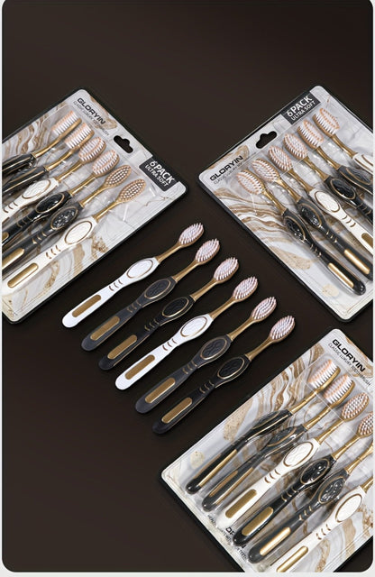 Gloryin Soft Bristle Toothbrush Set Anti-Slip Olive Handle Full Size Head Gentle Gum Care Daily Oral Hygiene for Adults Couples Household Travel 6pcs 12pcs Value Pack