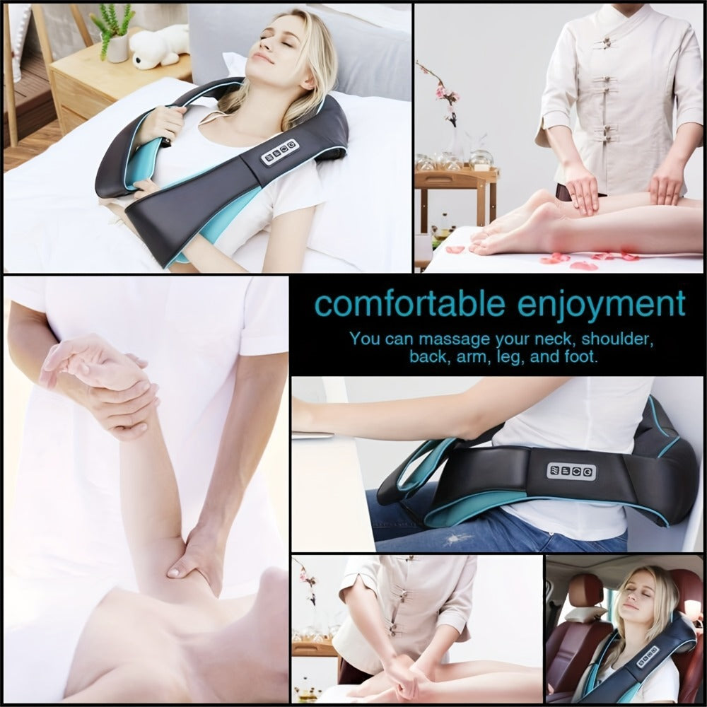 Neck Shoulder Massager with Heat – Shiatsu Deep Kneading Massage Pillow for Back, Waist & Muscle Pain Relief, Portable Electric Massager, Perfect Gift for Wife, Husband, Parents & Office Workers