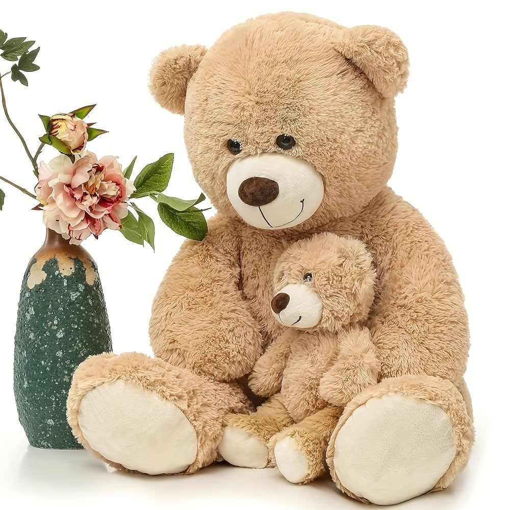 Mommy and Baby Teddy Bear Set – Giant Light Brown Plush Stuffed Animal Duo Heartwarming Gift for Kids Girlfriend Mom, Mother's Day Valentine's Day Christmas Baby Shower Birthday