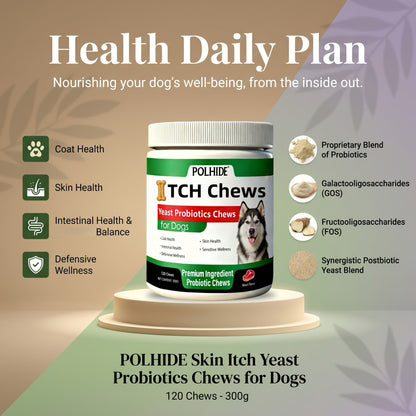 Dog Probiotic Chews 120 Count Heart-Shaped Soft Chews with Yeast & Meat Flavor | Supports Gut Health Coat & Immunity | All Breeds All Ages | 120-Day Supply Pet Digestive Supplement Daily Wellness Chew