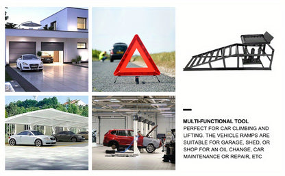 Hydraulic Vehicle Ramps 11,000 lb 5T Low Profile Heavy Duty Lift Service Ramps for Truck Trailer Garage – Adjustable Height, 1 Pack & 2 Pack, Red & Black